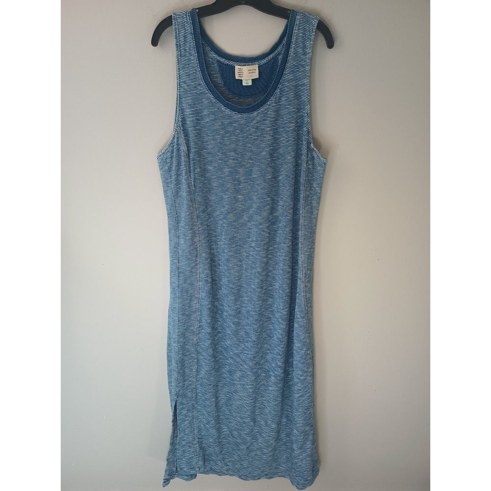 Anthropolgie Saturday Sunday Size XL Tank Dress Striped Blue Cotton Side Slits‎
